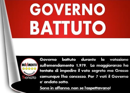 Il Governo va a sbattere contro il voto segreto: Renzi, non stare sereno!