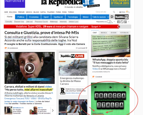 #SfasciaItalia: Pd compra avviso a pagamento su Repubblica per mentire agli italiani