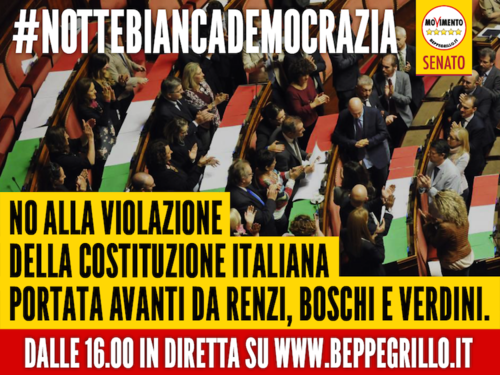 #NotteBiancaDemocrazia, i cittadini dicono No alla Riforma di Renzi, Boschi e Verdini | Diretta dal Senato